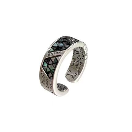 MiYo S925 Sterling Silver Colored Shell Ring Geometric Graffiti - Niche Designs